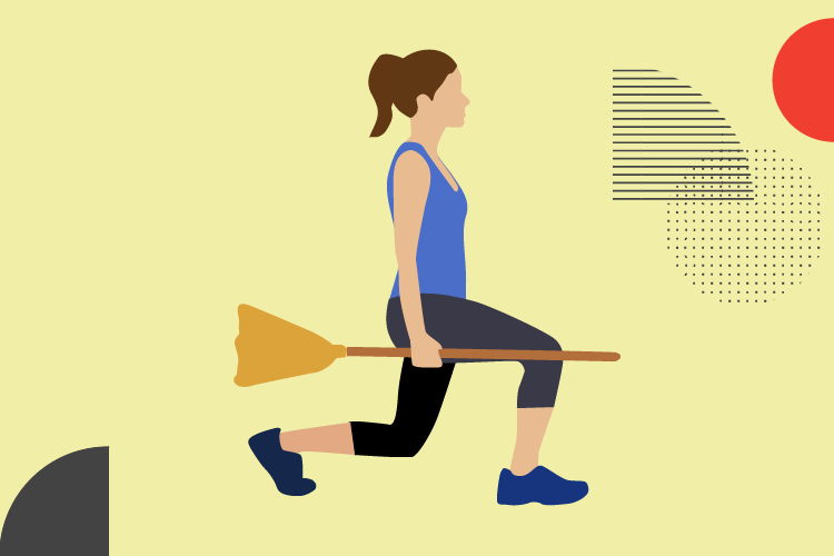 Household chores as workouts: Sweeping and lunges